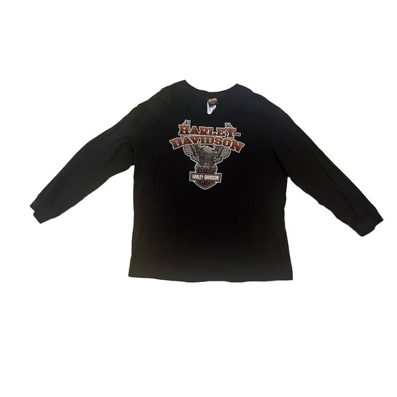 Harley Davidson Long Sleeve Men’s Black Shirt 100% Cotton With Logo Front&back - Picture 1 of 11